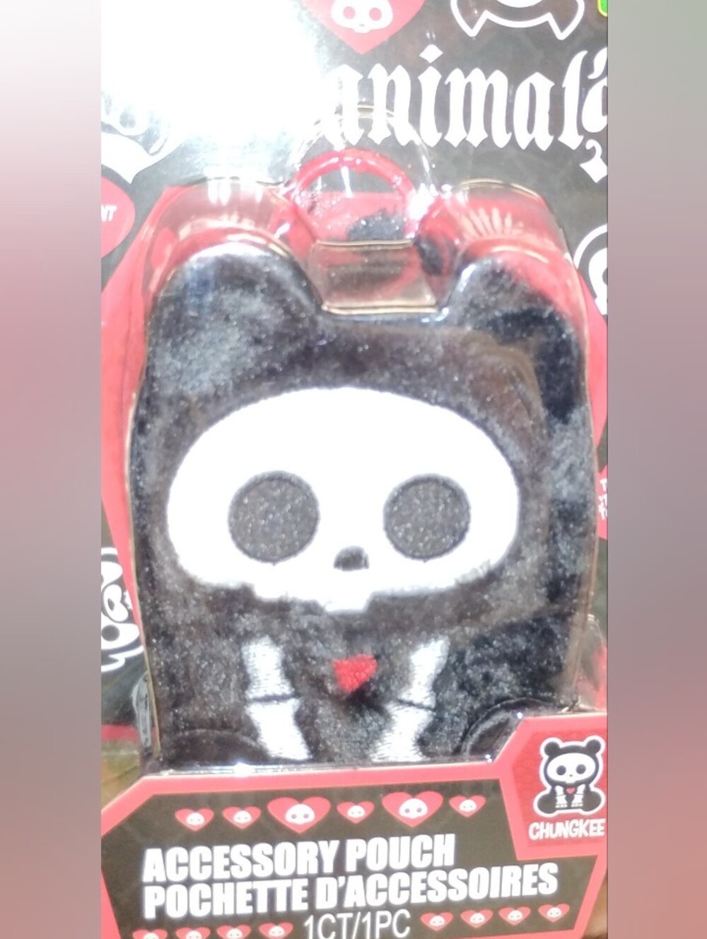 Black Skull Plush Accessory Pouch - 2 for $15
